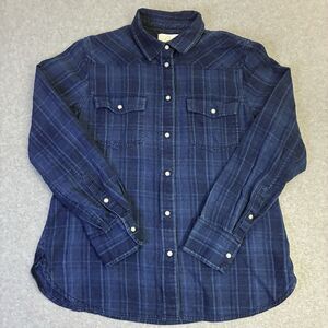 Women’s J.Crew Slim Fit Plaid Button Up Shirt Size 2 Blue Cotton Western